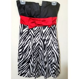 Speechless Zebra Print Black/ Red Junuiors Dress